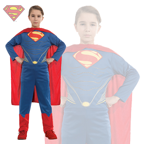 תחפושת סופרמן איש הפלדה שרירי ליגת הצדק ילדים